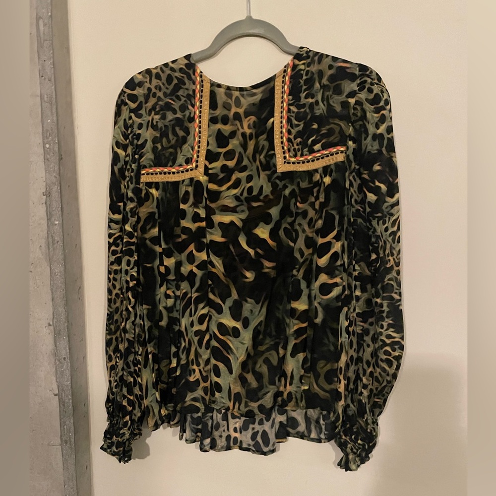 Anthropologie - Peasant Blouse Leopard print